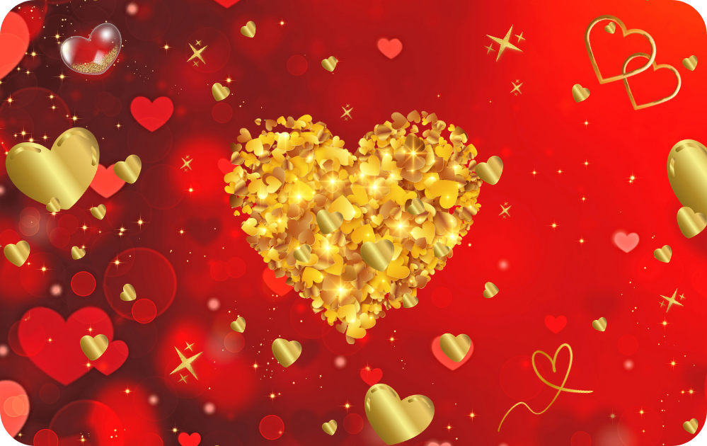 Custom Credit Card Decal| Waterproof Vinyl| Scratch Resistant| Heart Laminate| Gold and Red Hearts