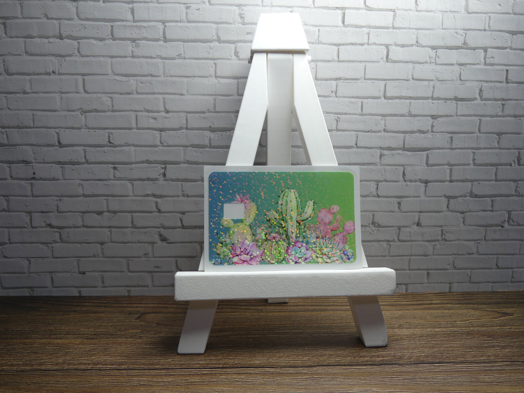 Custom Credit Card Decal| Waterproof Vinyl| Scratch Resistant| Sparkle Laminate| Cactus