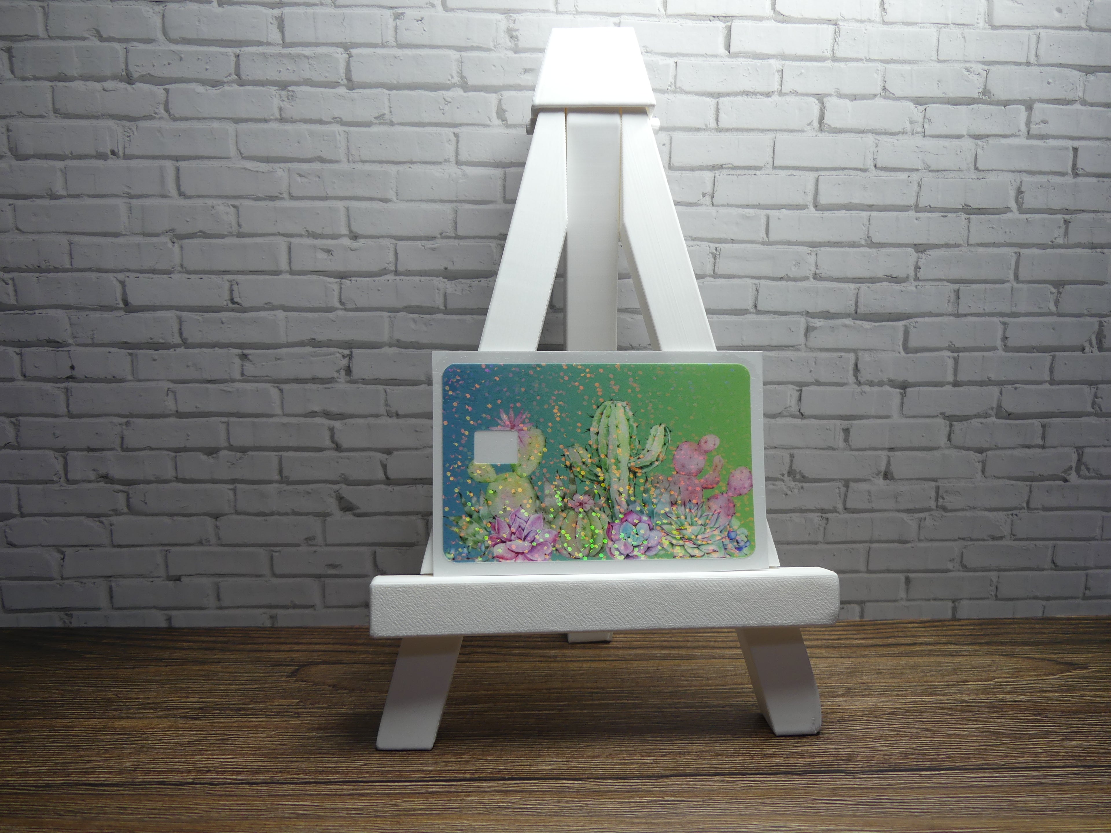 Custom Credit Card Decal| Waterproof Vinyl| Scratch Resistant| Sparkle Laminate| Cactus
