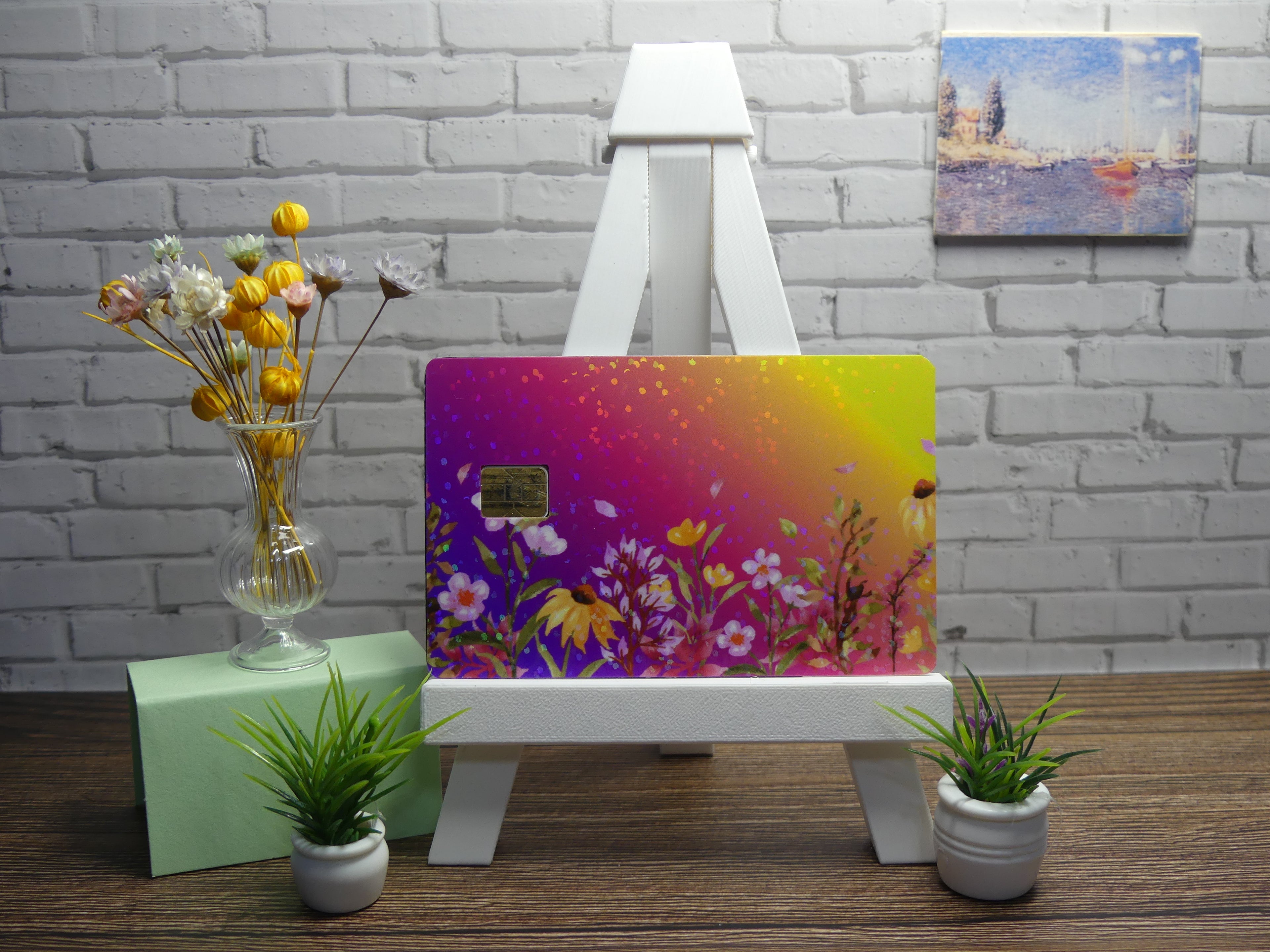 Custom Credit Card Decal| Waterproof Vinyl| Scratch Resistant| Sparkle Laminate| Wildflowers