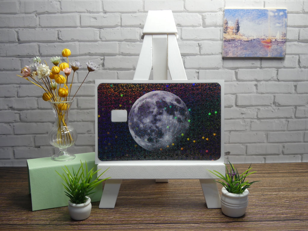 Custom Credit Card Decal| Waterproof Vinyl| Scratch Resistant| Sand Stars Laminate| Moon and Stars