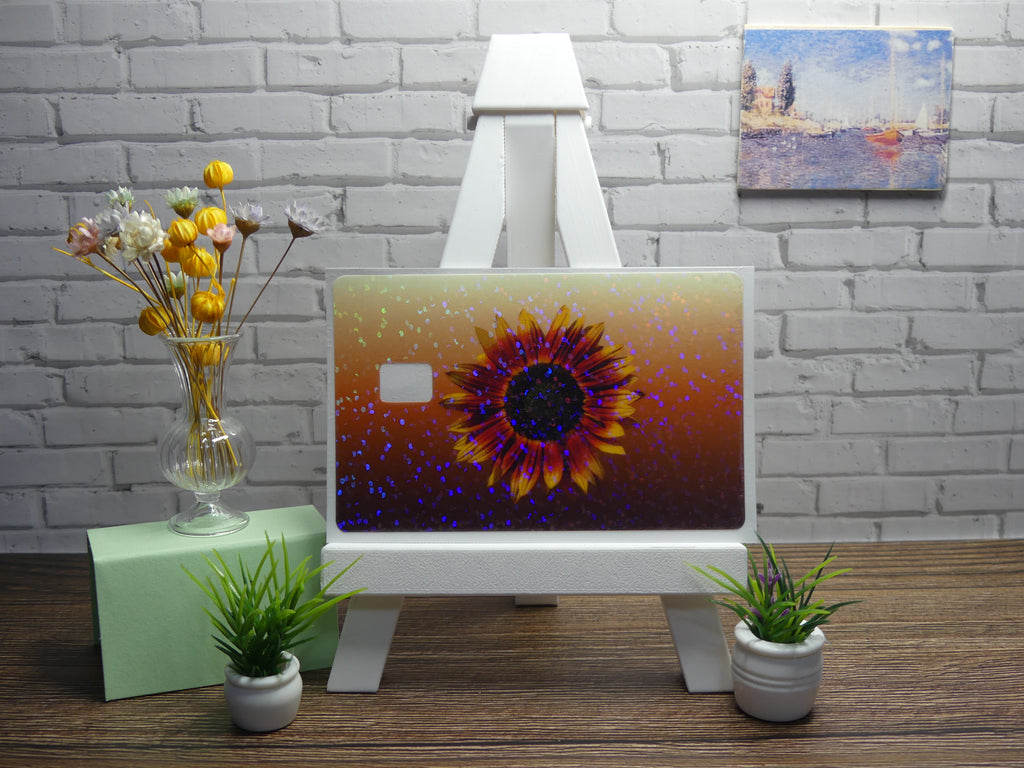 Custom Credit Card Decal| Waterproof Vinyl| Scratch Resistant| Sparkle Laminate| Sunflower