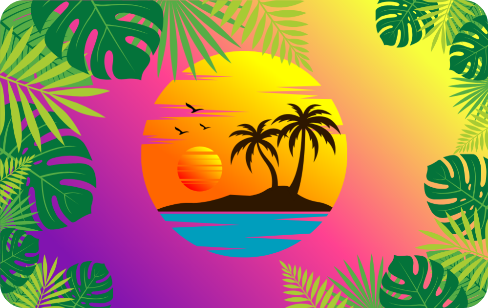 Custom Credit Card Decal| Waterproof Vinyl| Scratch Resistant| Textured Glitter Laminate| Sunset and Palm Trees